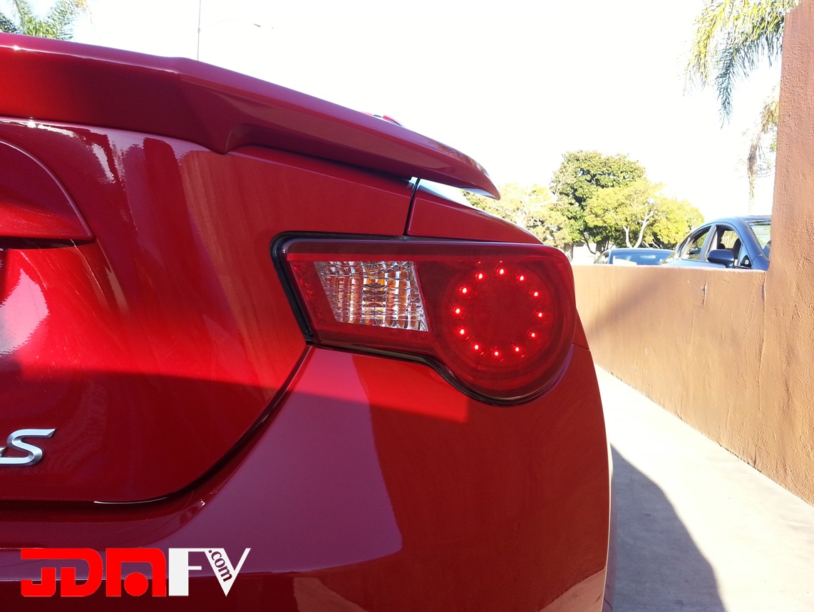 JDMFV REDOUT Red Tail Light Overlays For 08-14 Subaru WRX STI Hatchback – Reverse Cutout, Gloss